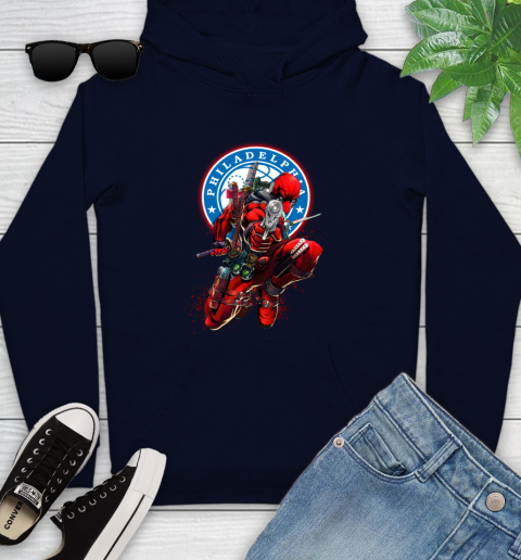 NBA Deadpool Marvel Comics Sports Basketball Philadelphia 76ers Youth Hoodie 4