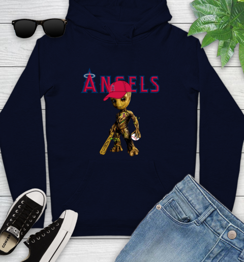 MLB Los Angeles Angels Groot Guardians Of The Galaxy Baseball Youth Hoodie 4