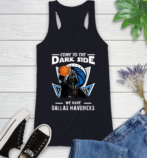 NBA Come To The Dark Side We Have Dallas Mavericks Star Wars Darth Vader Basketball Racerback Tank 9