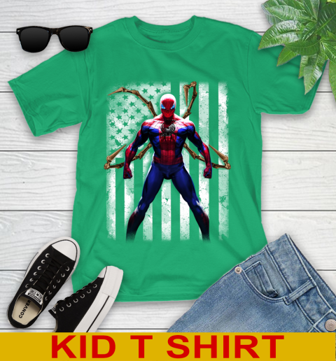 NBA Basketball Portland Trail Blazers Spider Man Avengers Marvel American Flag Shirt Youth T-Shirt 7