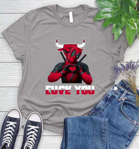 NBA Chicago Bulls Deadpool Love You Fuck You Basketball Sports Women's T-Shirt 5