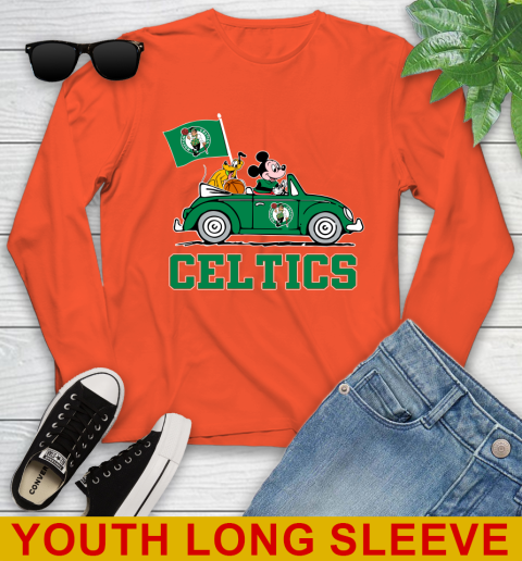NBA Basketball Boston Celtics Pluto Mickey Driving Disney Shirt Youth Long Sleeve 4