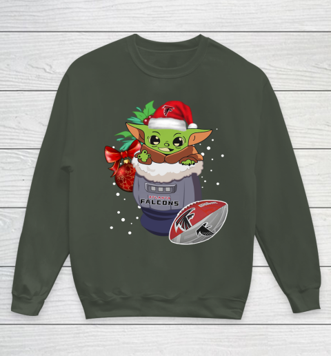 Atlanta Falcons Christmas Baby Yoda Star Wars Funny Happy NFL Youth Sweatshirt 10