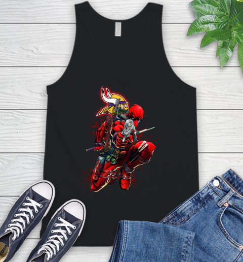 NFL Deadpool Marvel Comics Sports Football Minnesota Vikings Tank Top 2