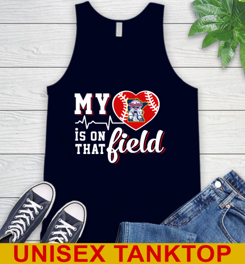 MLB My Heart Is On That Field Baseball Sports Minnesota Twins Tank Top 2