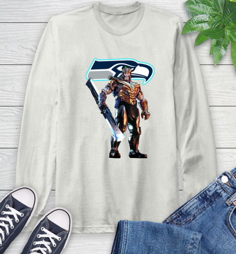 NFL Thanos Gauntlet Avengers Endgame Football Seattle Seahawks Long Sleeve T-Shirt 12
