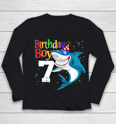 Kids 7th Birthday Boy Shark Shirts 7 Jaw Some Four Tees Boys 7 Years Old Youth Long Sleeve