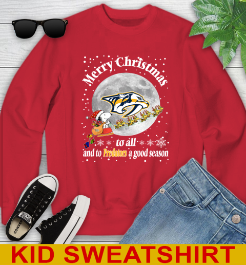 Nashville Predators Merry Christmas To All And To Predators A Good Season NHL Hockey Sports Youth Sweatshirt 7