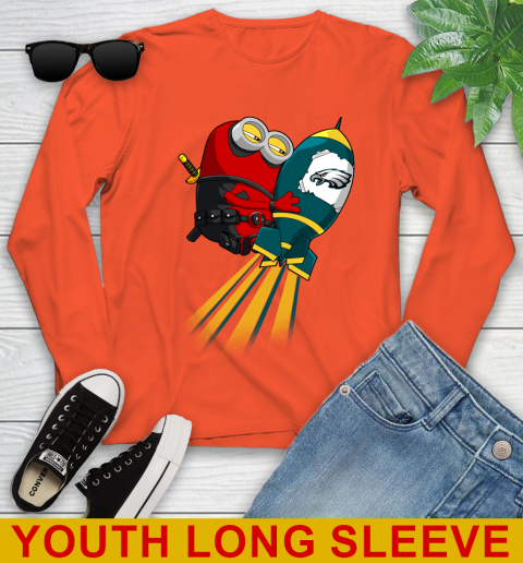 NFL Football Philadelphia Eagles Deadpool Minion Marvel Shirt Youth Long Sleeve 3