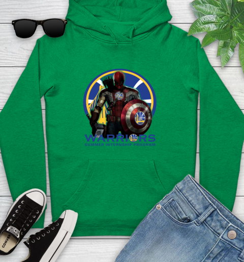 Golden State Warriors NBA Basketball Captain America Thor Spider Man Hawkeye Avengers Youth Hoodie 7