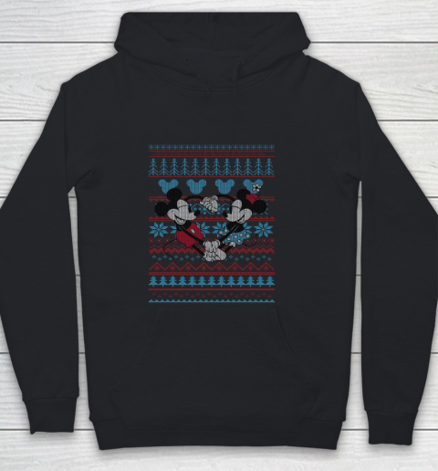 Disney Mickey And Minnie Mouse Christmas Ugly Sweater Style Youth Hoodie