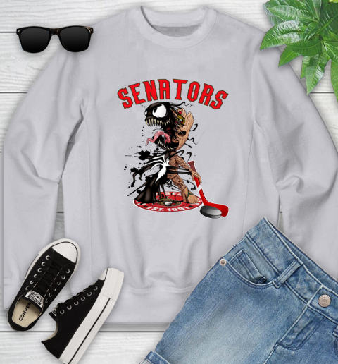 NHL Ottawa Senators Hockey Venom Groot Guardians Of The Galaxy Youth Sweatshirt 4