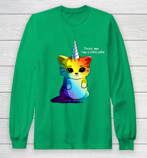 Caticorn T Shirt Unicorn Cat Kittycorn Girls Women Rainbow Long