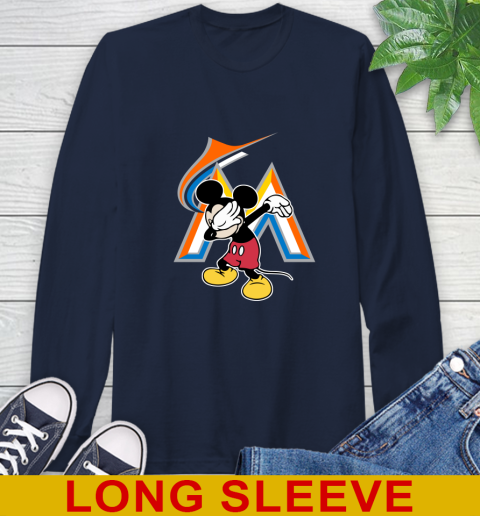 Miami Marlins MLB Baseball Dabbing Mickey Disney Sports Long Sleeve T-Shirt 4