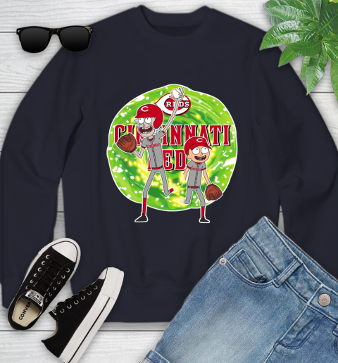 MLB Cincinnati Reds Rick And Morty Baseball Sports Youth Sweatshirt 3
