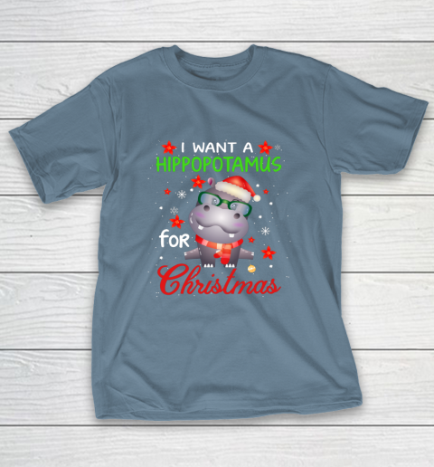 I Want A Hippopotamus For Christmas Funny Hippo Gifts T-Shirt 6