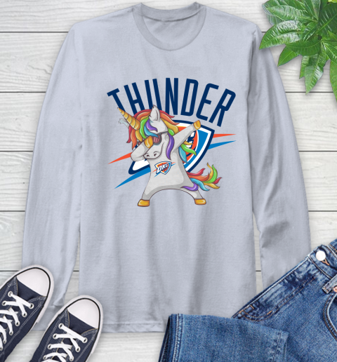 Oklahoma City Thunder NBA Basketball Funny Unicorn Dabbing Sports Long Sleeve T-Shirt 6