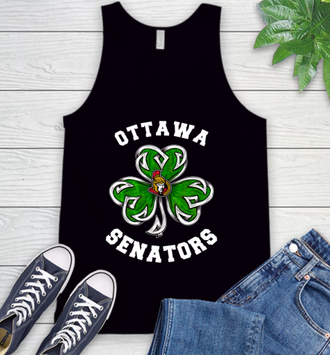 NHL Ottawa Senators Three Leaf Clover St Patrick's Day Hockey Sports Tank Top