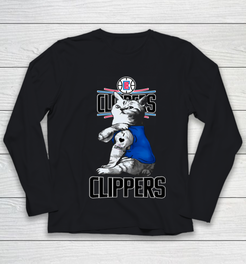NBA Basketball My Cat Loves LA Clippers Youth Long Sleeve