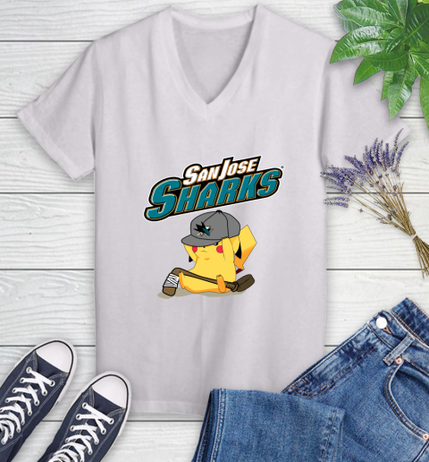 NHL Pikachu Hockey Sports San Jose Sharks Women's V-Neck T-Shirt