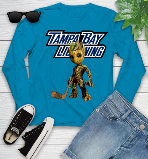 Tampa Bay Lightning NHL Hockey Groot Marvel Guardians Of The Galaxy Youth Long Sleeve 7
