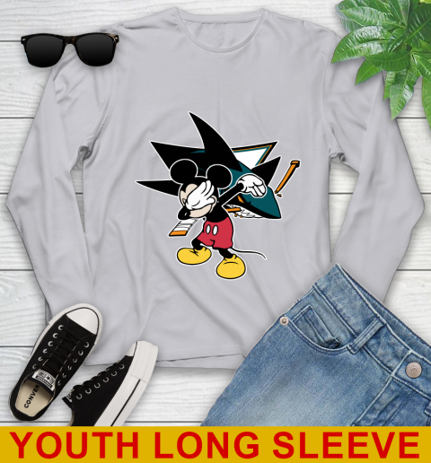 San Jose Sharks NHL Hockey Dabbing Mickey Disney Sports Youth Long Sleeve 6