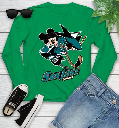 NHL San Jose Sharks Mickey Mouse Disney Hockey T Shirt Youth Long Sleeve 6