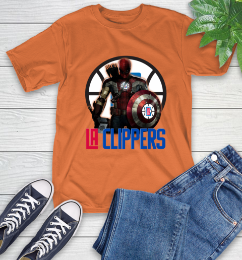 LA Clippers NBA Basketball Captain America Thor Spider Man Hawkeye Avengers T-Shirt 5