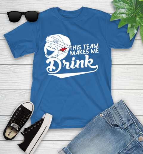 New Jersey Devils NHL Hockey This Team Makes Me Drink Adoring Fan Youth T-Shirt 12