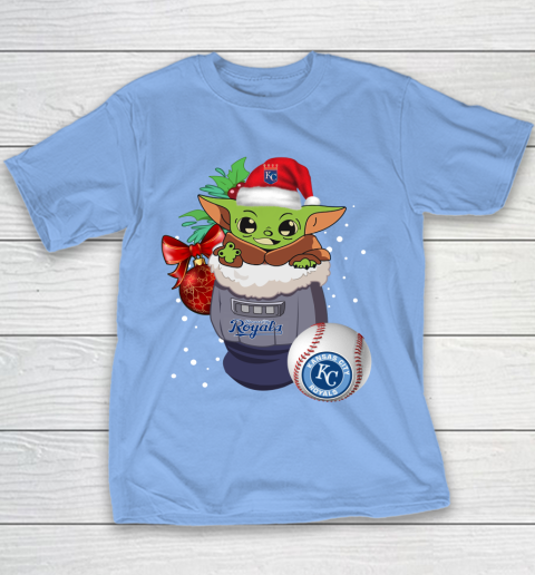 Kansas City Royals Christmas Baby Yoda Star Wars Funny Happy MLB Youth T-Shirt 10