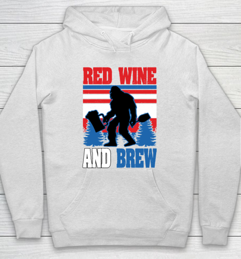 Beer Lover Funny Shirt Big Foot Red Wine And Brew Funny July 4th Gift Vintage Hoodie