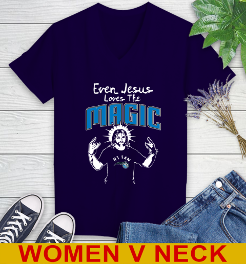 Orlando Magic NBA Basketball Even Jesus Loves The Magic Shirt Women's V-Neck T-Shirt 3