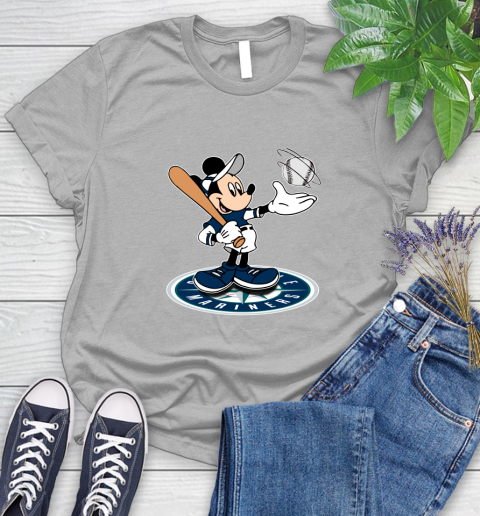 MLB Baseball Seattle Mariners Cheerful Mickey Disney Shirt Women's T-Shirt 5