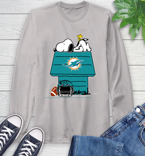 Miami Dolphins NFL Football Snoopy Woodstock The Peanuts Movie Long Sleeve T-Shirt 12