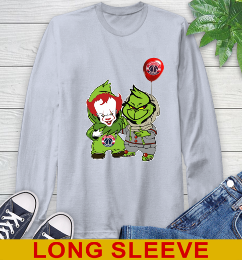 Washington Wizards Baby Pennywise Grinch Christmas NBA Basketball Long Sleeve T-Shirt 6