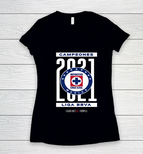 Football Cruz Azul Championship 2021 Women's V-Neck T-Shirt