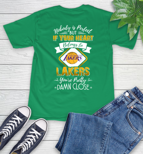 NBA Basketball Los Angeles Lakers Nobody Is Perfect But If Your Heart Belongs To Lakers You're Pretty Damn Close Shirt T-Shirt 8