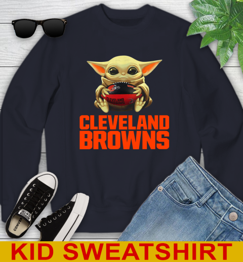 NFL Football Cleveland Browns Baby Yoda Star Wars Shirt Youth Sweatshirt 3