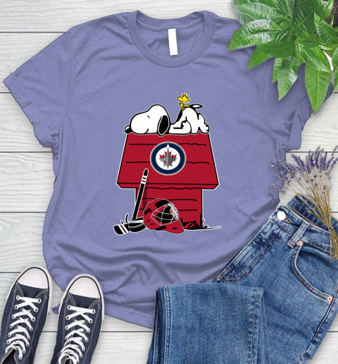 Winnipeg Jets NHL Hockey Snoopy Woodstock The Peanuts Movie Women's T-Shirt 11