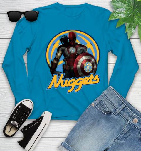Denver Nuggets NBA Basketball Captain America Thor Spider Man Hawkeye Avengers Youth Long Sleeve 7