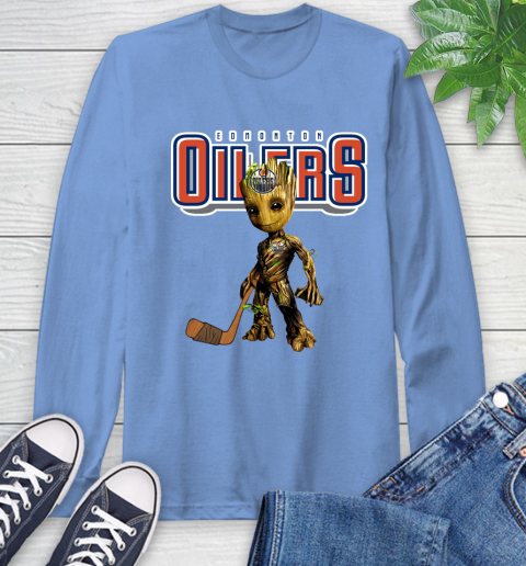 Edmonton Oilers NHL Hockey Groot Marvel Guardians Of The Galaxy Long Sleeve T-Shirt 11
