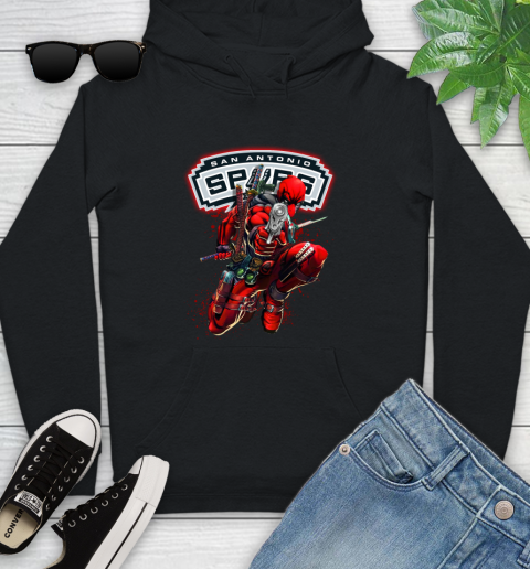 NBA Deadpool Marvel Comics Sports Basketball San Antonio Spurs Youth Hoodie 2