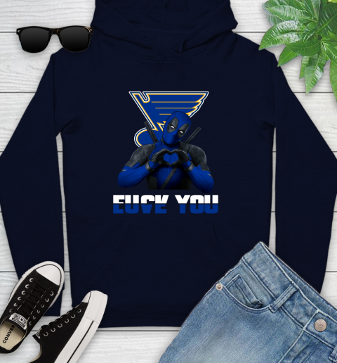 NHL St.Louis Blues Deadpool Love You Fuck You Hockey Sports Youth Hoodie 3