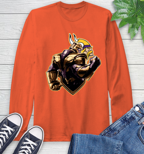 NFL Thanos Avengers Endgame Football Sports Minnesota Vikings Long Sleeve T-Shirt 5