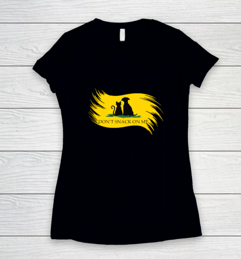 Don't Snack on Me Funny Cats Dogs, Pet Women's V-Neck T-Shirt