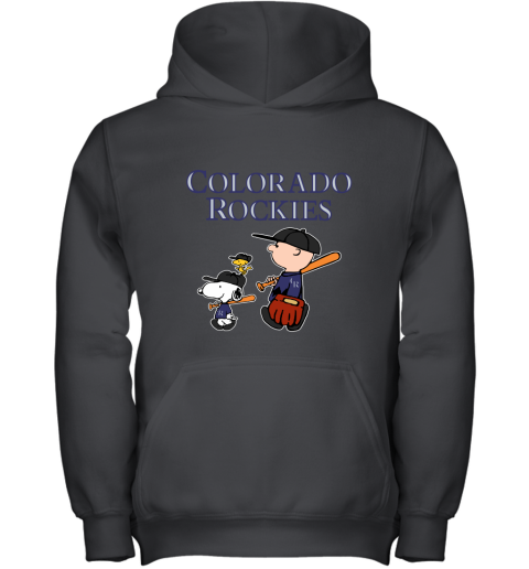 Colorado Rockies Let's Play Baseball Together Snoopy MLB Youth Hoodie