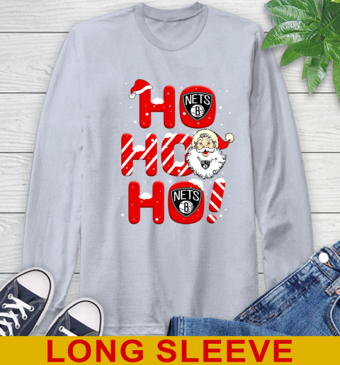 Brooklyn Nets NBA Basketball Ho Ho Ho Santa Claus Merry Christmas Shirt Long Sleeve T-Shirt 6