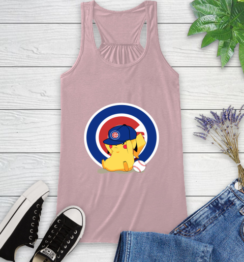 MLB Pikachu Baseball Sports Chicago Cubs Racerback Tank 11