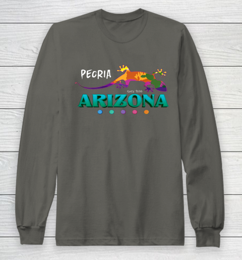 Peoria Arizona USA Sports Long Tee | Souvenir Gecko Lizard Desert Vacation For T-Shirt Sleeve