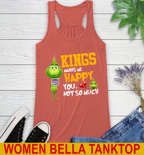 NBA Sacramento Kings Makes Me Happy You Not So Much Grinch Basketball Sports Racerback Tank 3
